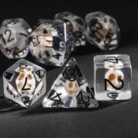 Thumbnail for 7pcs Dice Resin Filled Black Font Skull Clear