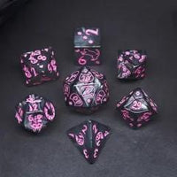 Thumbnail for Pink Cats on Black Acrylic - 7pcs RPG Full Dice Set