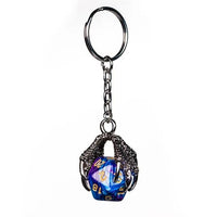 Thumbnail for Blue & Purple Acrylic in  Silver Metal Claw - D20 Keyring