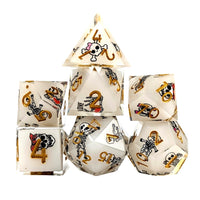 Thumbnail for 7pcs Dice Sharp Filled Skeleton Gold Font White