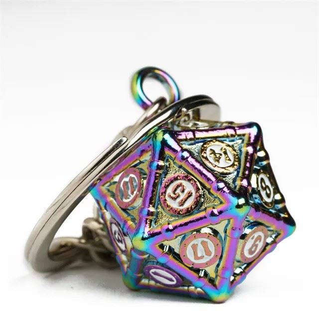 Steampunk Rainbow Metal  - D20 Keyring