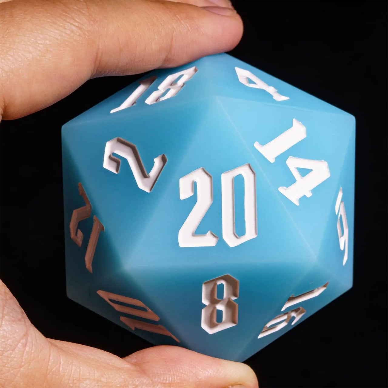 White on Solid Blue Silicone - D20 RPG Dice