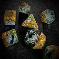 Thumbnail for Shell in Clear & Gold Resin - 7pcs RPG Full Dice Set