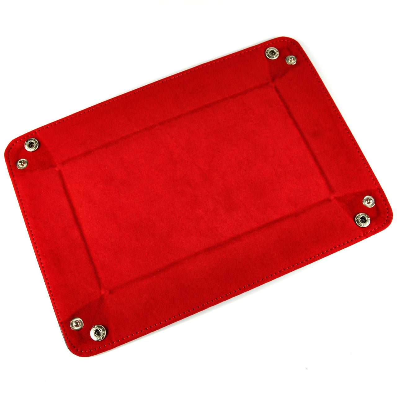 Red Velvet & Blue PU Leather - Rectangle Hard Dice Tray