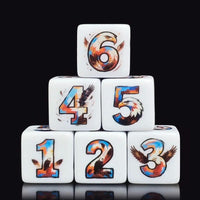 Thumbnail for 6pcs D6 16mm Dice Acrylic Printed Eagle Black Font White