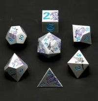 Thumbnail for Purple & Black in Silver Metal - 7pcs RPG Dice Set