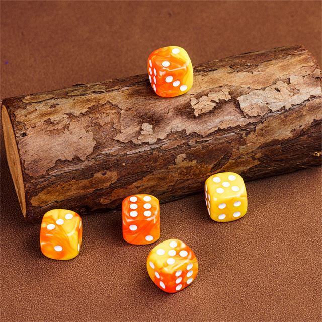 12mm Yellow & Orange Acrylic - 10pcs D6 RPG Dice Set