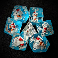 Thumbnail for White Duck in Clear & Blue Resin - 7pcs RPG Full Dice Set