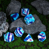 Thumbnail for Blue & White Layered Silicone - 7pcs RPG Full Dice Set