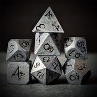 Thumbnail for Silver Metal with Black Dragon Font - 7pcs RPG Dice Set