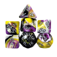 Thumbnail for 7pcs Dice Acrylic Blend Silver Font Purple Black Yellow