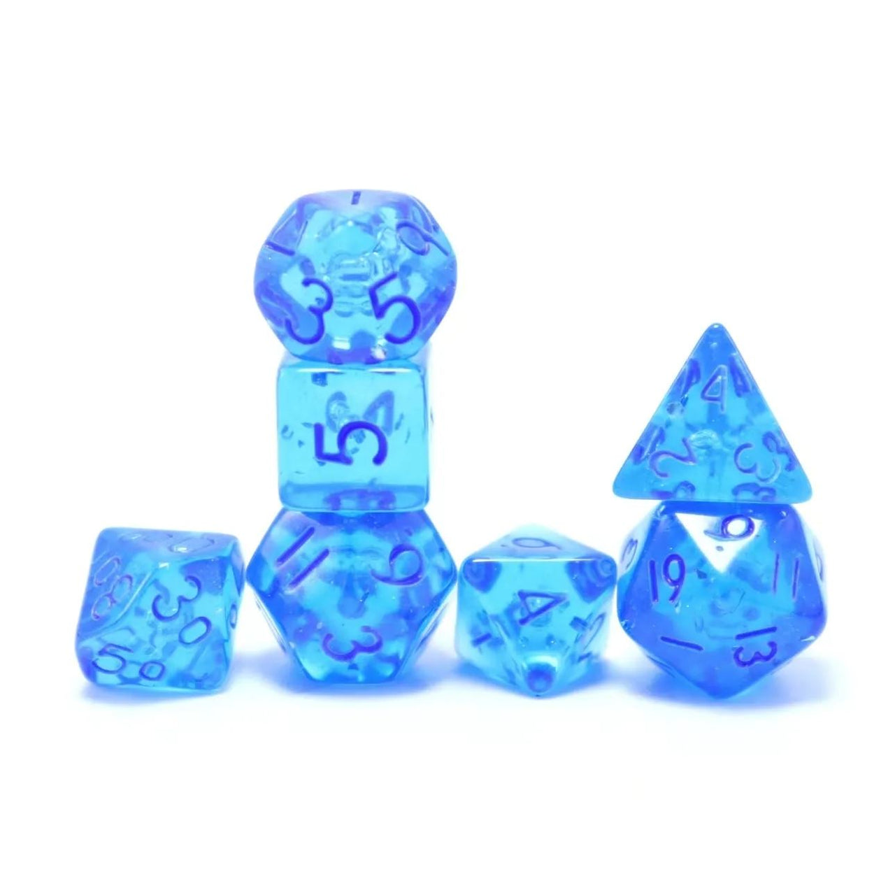 Glitter in Blue Acrylic - 7pcs RPG Mini Dice Set