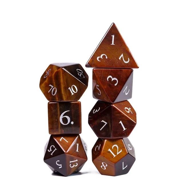 Tigers Eye Gemstone - 7pcs RPG Dice Set