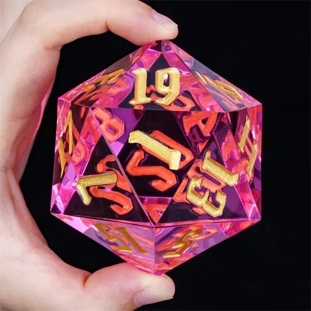 Clear & Pink Sharp Acrylic - D20 RPG Dice