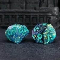 Thumbnail for 7pcs Dice Resin Glitter Blue Font Black Blue