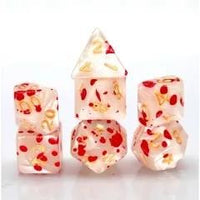 Thumbnail for 7pcs Dice Acrylic Splatter Gold Font Pearl White