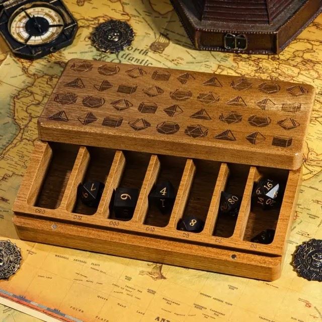 Sapele Wood with 7 Slots -  Magnetic Dice Storage