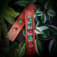 Thumbnail for Blend of Red & Green Acrylic - 7pcs RPG Full Dice Set Box Setup