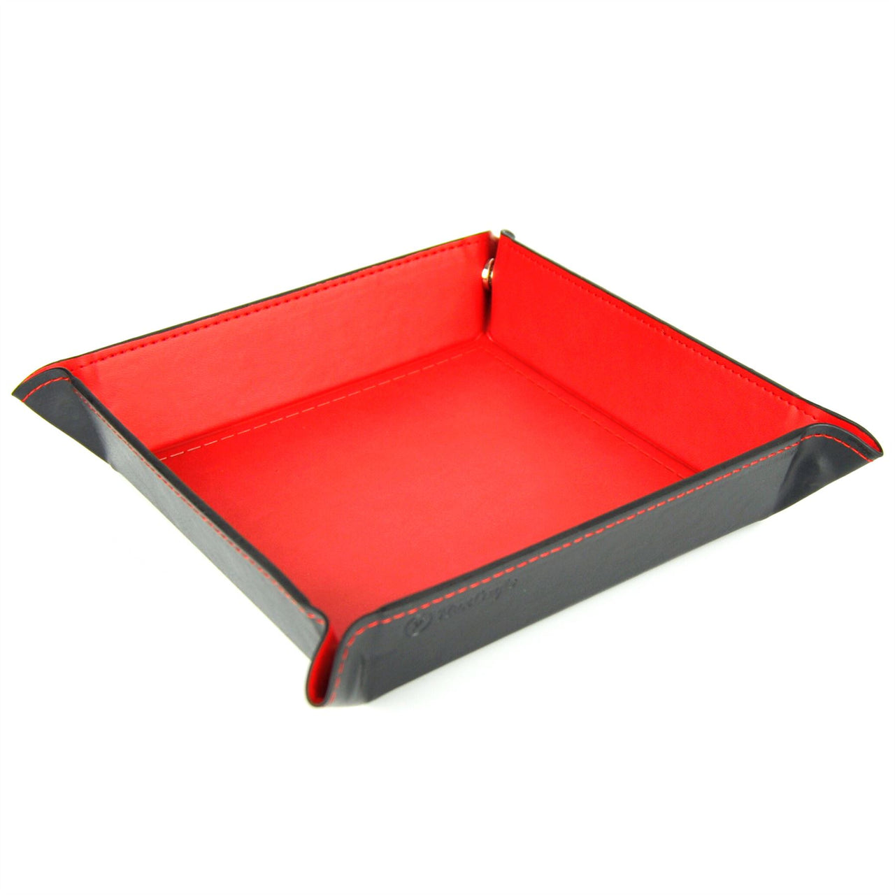 Red & Black PU Leather - Square Hard Dice Tray