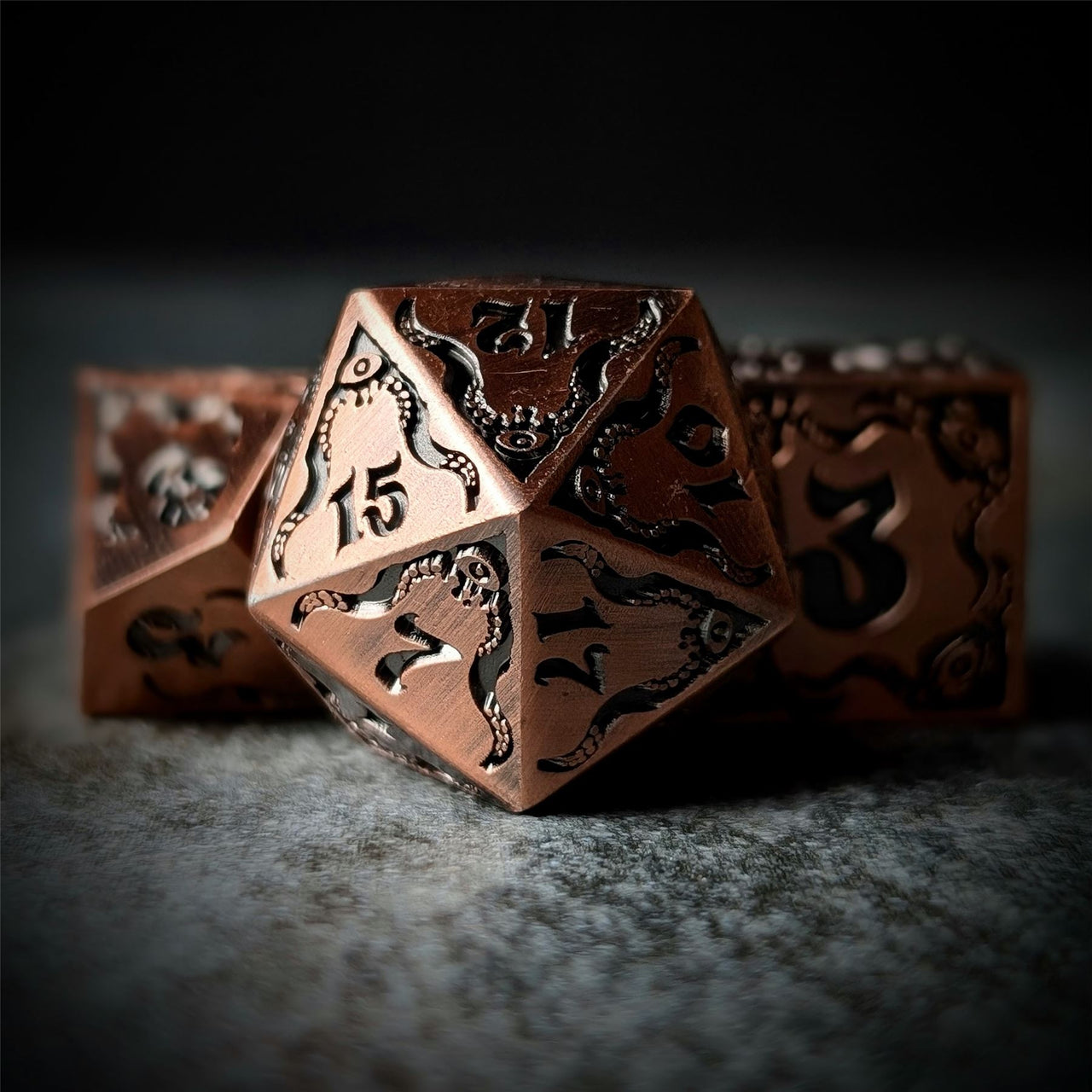 Tentacles in Copper Metal - 7pcs RPG Dice Set