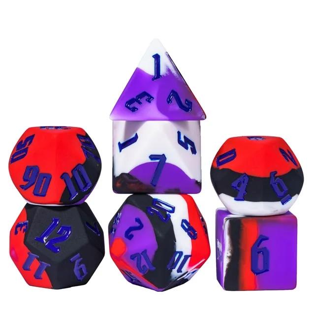 Red & white Layered Silicone - 7pcs RPG Full Dice Set