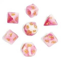 Thumbnail for 7pcs Dice Acrylic Mini Gold Font White Pink