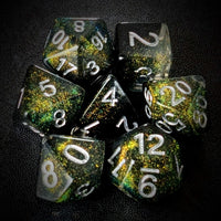 Thumbnail for Layered Black & Clear with Shimmer Resin - 7pcs RPG Full Dice Set