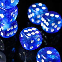 Thumbnail for 16mm Blue Acrylic with Glitter - 6pcs D6 RPG Dice Set