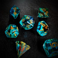 Thumbnail for Goldfish in Clear & Blue Resin - 7pcs RPG Full Dice Set