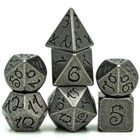 Thumbnail for Silver Metal with Black Dragon Font - 7pcs RPG Dice Set
