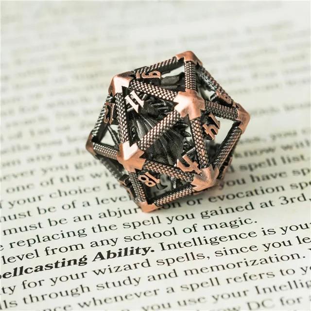 Dragon in Washed Copper Metal - Hollow D20 RPG Dice