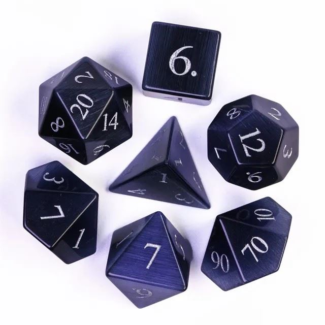 Navy Cat Eye Gemstone - 7pcs RPG Dice Set