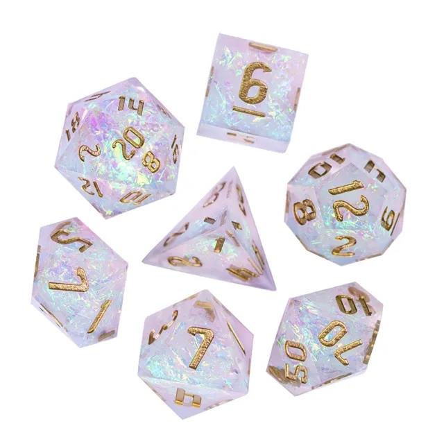 Candy in Clear & White Sharp Resin - 7pcs RPG Dice Set