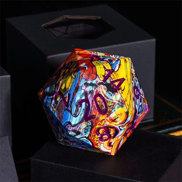 Graffiti on Hydro Dipped Resin  - 55mm D20 RPG Dice