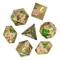 Thumbnail for Pink Lotus Flower in Bronze Metal - 7pcs RPG Dice Set