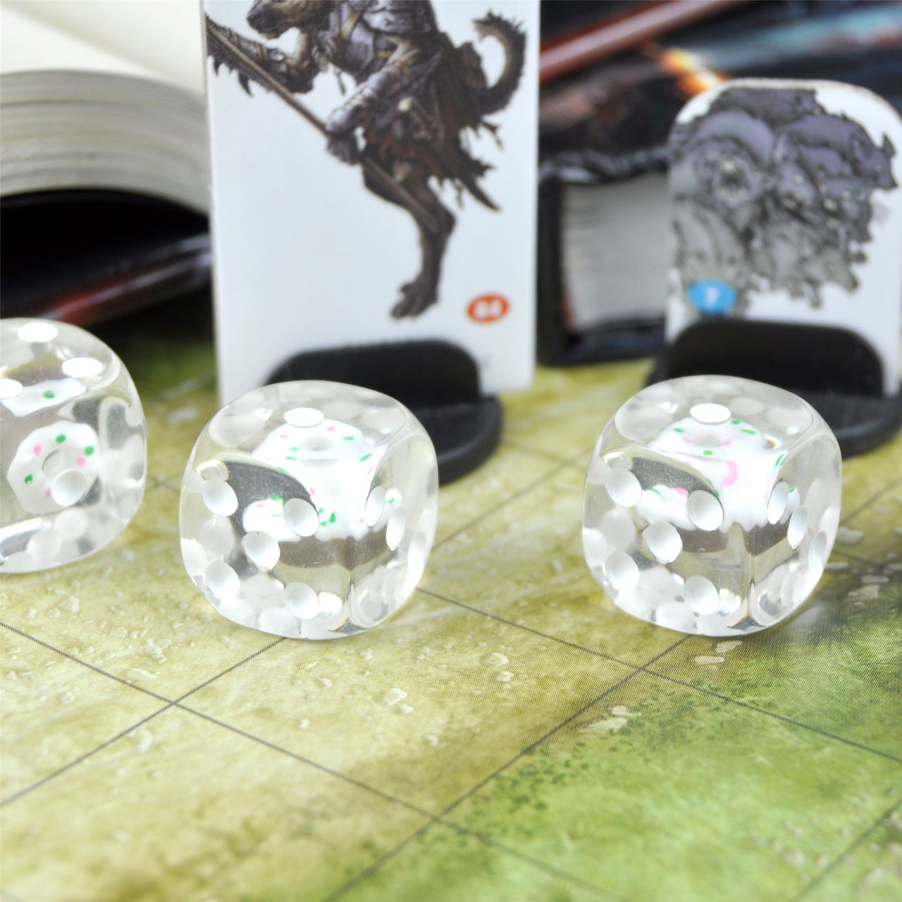 White Donut in Clear Resin - 6pcs D6 RPG Dice Set