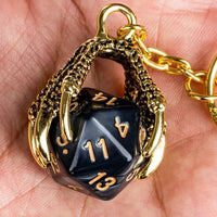 Thumbnail for Black & White Acrylic in  Gold Metal Claw - D20 Keyring