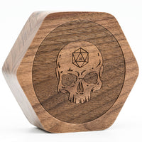 Thumbnail for Skull on Walnut Wood with 7 Slots -  Magnetic Dice Storage