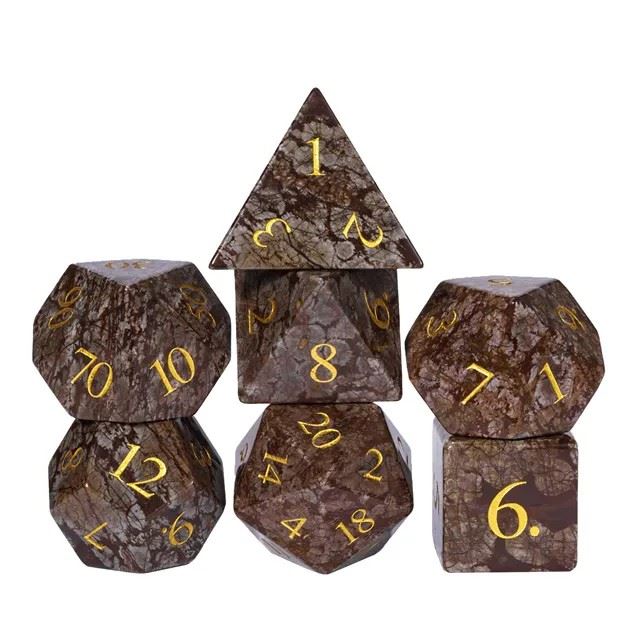 Brown Snowflake Gemstone - 7pcs RPG Dice Set