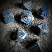 Thumbnail for Blue Sword in Silver Metal - 7pcs RPG Dice Set