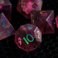 Thumbnail for Cracked & Frosted Red Glass - 7pcs RPG Dice Set