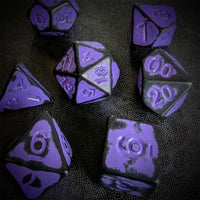 Thumbnail for Washed Lilac on Black Acrylic - 7pcs RPG Full Dice Set