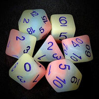 Thumbnail for Layered Pink, Blue & White Resin - 7pcs RPG Full Dice Set