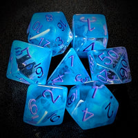 Thumbnail for Sky Blue Swirl in Clear Resin - 7pcs RPG Full Dice Set