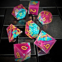 Thumbnail for 7pcs Dice Sharp Filled Gold Font Glitter Pool Purple