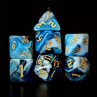 Thumbnail for Blend of Black & Blue Acrylic - 7pcs RPG Full Dice Set Dark Stack