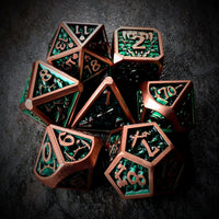 Thumbnail for Forest Green Monster in Copper Metal - 7pcs RPG Dice Set