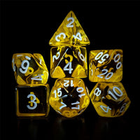 Thumbnail for Clear Yellow Acrylic - 7pcs RPG Full Dice Set Dark Stack