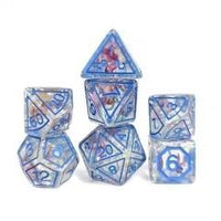 Thumbnail for 7pcs Dice Resin Pattern Flower Blue Font Clear Blue