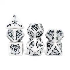 7pcs Dice Acrylic Pattern Christmas Black Font White